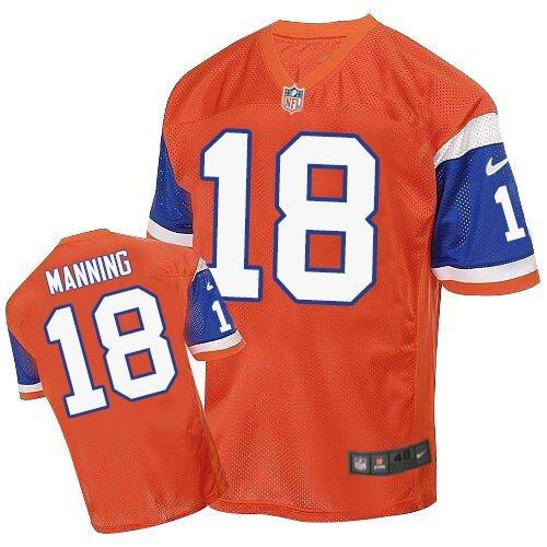Nike Broncos #18 Peyton Manning Orange Throwback Men's Stitched NFL Elite Jersey Nike Broncos #18 Peyton Manning Orange Throwback Men's Stitched NFL Elite Jersey
