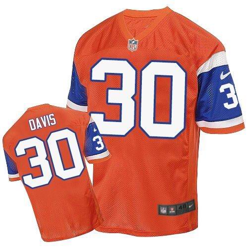 Nike Broncos #30 Terrell Davis Orange Throwback Men's Stitched NFL Elite Jersey Nike Broncos #30 Terrell Davis Orange Throwback Men's Stitched NFL Elite Jersey