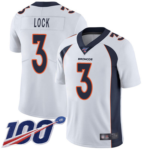 Nike Broncos #3 Drew Lock White Men's Stitched NFL 100th Season Vapor Limited Jersey Nike Broncos #3 Drew Lock White Men's Stitched NFL 100th Season Vapor Limited Jersey