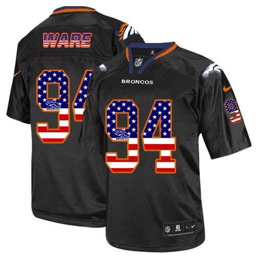 Nike Broncos #94 DeMarcus Ware Black Men's Stitched NFL Elite USA Flag Fashion Jersey Nike Broncos #94 DeMarcus Ware Black Men's Stitched NFL Elite USA Flag Fashion Jersey