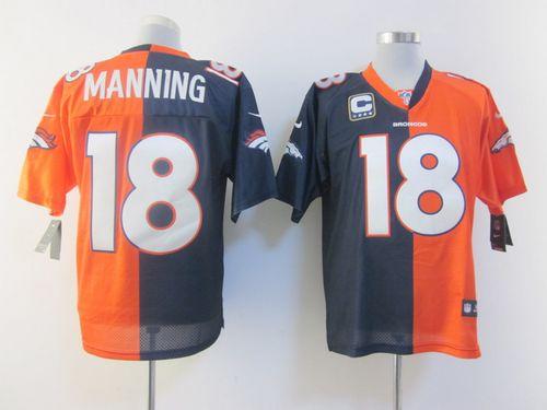 Nike Broncos #18 Peyton Manning Orange/Navy Blue Men's Stitched NFL Elite Split Jersey Nike Broncos #18 Peyton Manning Orange/Navy Blue Men's Stitched NFL Elite Split Jersey