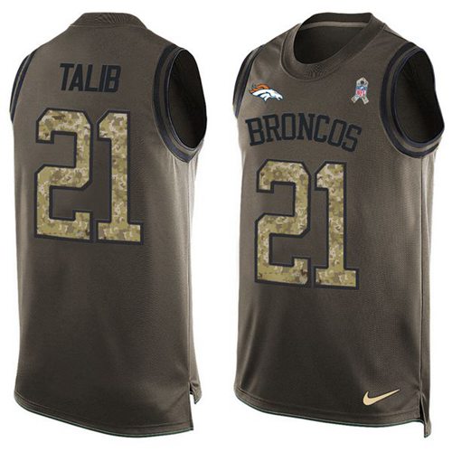 Nike Broncos #21 Aqib Talib Green Men's Stitched NFL Limited Salute To Service Tank Top Jersey Nike Broncos #21 Aqib Talib Green Men's Stitched NFL Limited Salute To Service Tank Top Jersey