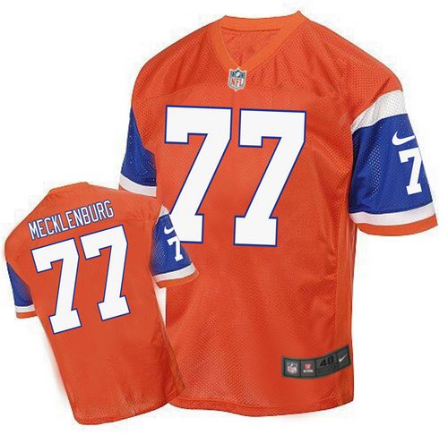 Nike Broncos #77 Karl Mecklenburg Orange Men's Stitched NFL Elite Throwback Jersey Nike Broncos #77 Karl Mecklenburg Orange Men's Stitched NFL Elite Throwback Jersey