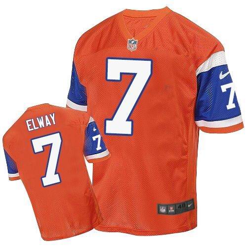 Nike Broncos #7 John Elway Orange Throwback Men's Stitched NFL Elite Jersey Nike Broncos #7 John Elway Orange Throwback Men's Stitched NFL Elite Jersey