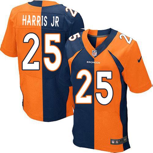 Nike Broncos #25 Chris Harris Jr Orange/Navy Blue Men's Stitched NFL Elite Split Jersey Nike Broncos #25 Chris Harris Jr Orange/Navy Blue Men's Stitched NFL Elite Split Jersey