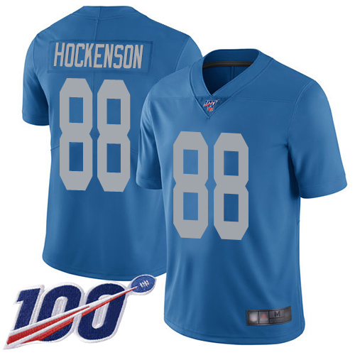 Nike Lions #88 T.J. Hockenson Blue Throwback Men's Stitched NFL 100th Season Vapor Limited Jersey Nike Lions #88 T.J. Hockenson Blue Throwback Men's Stitched NFL 100th Season Vapor Limited Jersey