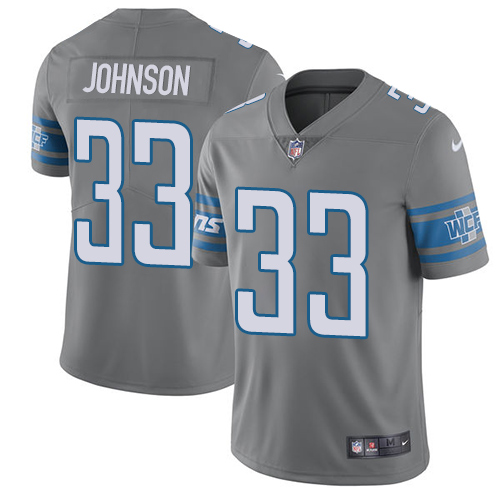 Nike Lions #33 Kerryon Johnson Gray Men's Stitched NFL Limited Rush Jersey Nike Lions #33 Kerryon Johnson Gray Men's Stitched NFL Limited Rush Jersey