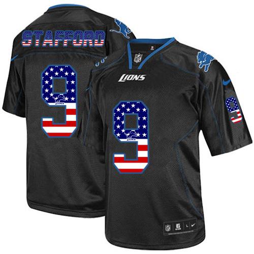 Nike Lions #9 Matthew Stafford Black Men's Stitched NFL Elite USA Flag Fashion Jersey Nike Lions #9 Matthew Stafford Black Men's Stitched NFL Elite USA Flag Fashion Jersey