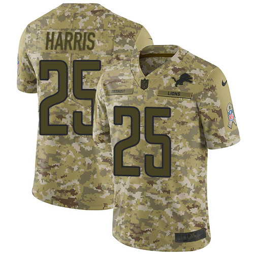 Nike Lions #25 Will Harris Camo Men's Stitched NFL Limited 2018 Salute To Service Jersey Nike Lions #25 Will Harris Camo Men's Stitched NFL Limited 2018 Salute To Service Jersey