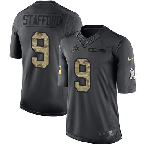 Nike Lions #9 Matthew Stafford Black Men's Stitched NFL Limited 2016 Salute To Service Jersey Nike Lions #9 Matthew Stafford Black Men's Stitched NFL Limited 2016 Salute To Service Jersey
