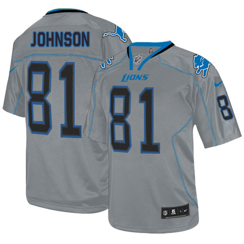 Nike Lions #81 Calvin Johnson Lights Out Grey Men's Stitched NFL Elite Jersey Nike Lions #81 Calvin Johnson Lights Out Grey Men's Stitched NFL Elite Jersey