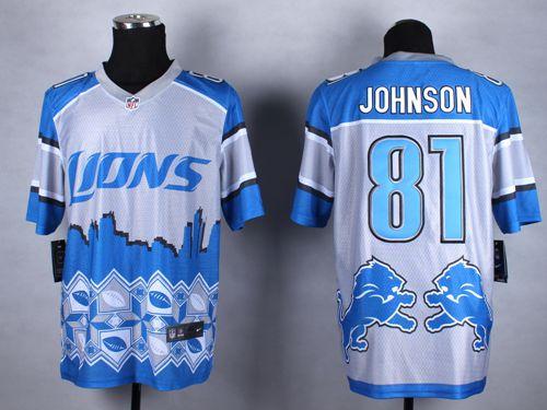 Nike Lions #81 Calvin Johnson Blue Men's Stitched NFL Elite Noble Fashion Jersey Nike Lions #81 Calvin Johnson Blue Men's Stitched NFL Elite Noble Fashion Jersey