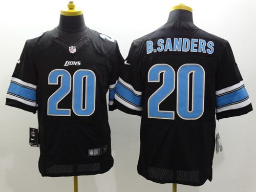 Nike Lions #20 Barry Sanders Black Alternate Men's Stitched NFL Elite Jersey Nike Lions #20 Barry Sanders Black Alternate Men's Stitched NFL Elite Jersey