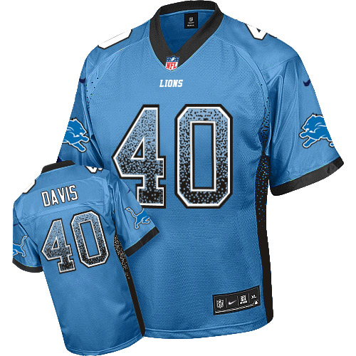 Nike Lions #40 Jarrad Davis Blue Team Color Men's Stitched NFL Elite Drift Fashion Jersey Nike Lions #40 Jarrad Davis Blue Team Color Men's Stitched NFL Elite Drift Fashion Jersey