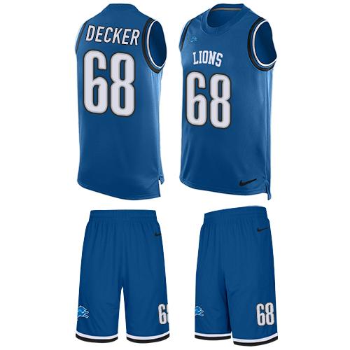 Nike Lions #68 Taylor Decker Blue Team Color Men's Stitched NFL Limited Tank Top Suit Jersey Nike Lions #68 Taylor Decker Blue Team Color Men's Stitched NFL Limited Tank Top Suit Jersey