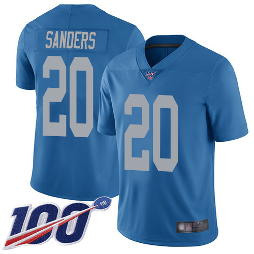 Nike Lions #20 Barry Sanders Blue Throwback Men's Stitched NFL 100th Season Vapor Limited Jersey Nike Lions #20 Barry Sanders Blue Throwback Men's Stitched NFL 100th Season Vapor Limited Jersey