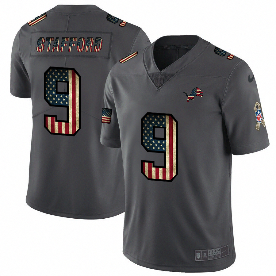 Nike Lions #9 Matthew Stafford 2018 Salute To Service Retro USA Flag Limited NFL Jersey Nike Lions #9 Matthew Stafford 2018 Salute To Service Retro USA Flag Limited NFL Jersey