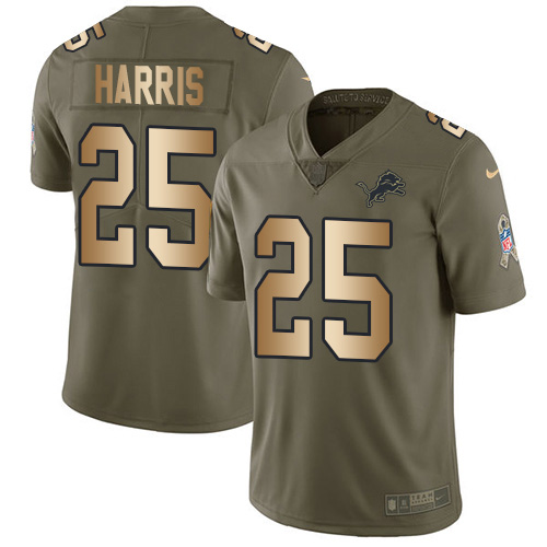 Nike Lions #25 Will Harris Olive/Gold Men's Stitched NFL Limited 2017 Salute To Service Jersey Nike Lions #25 Will Harris Olive/Gold Men's Stitched NFL Limited 2017 Salute To Service Jersey