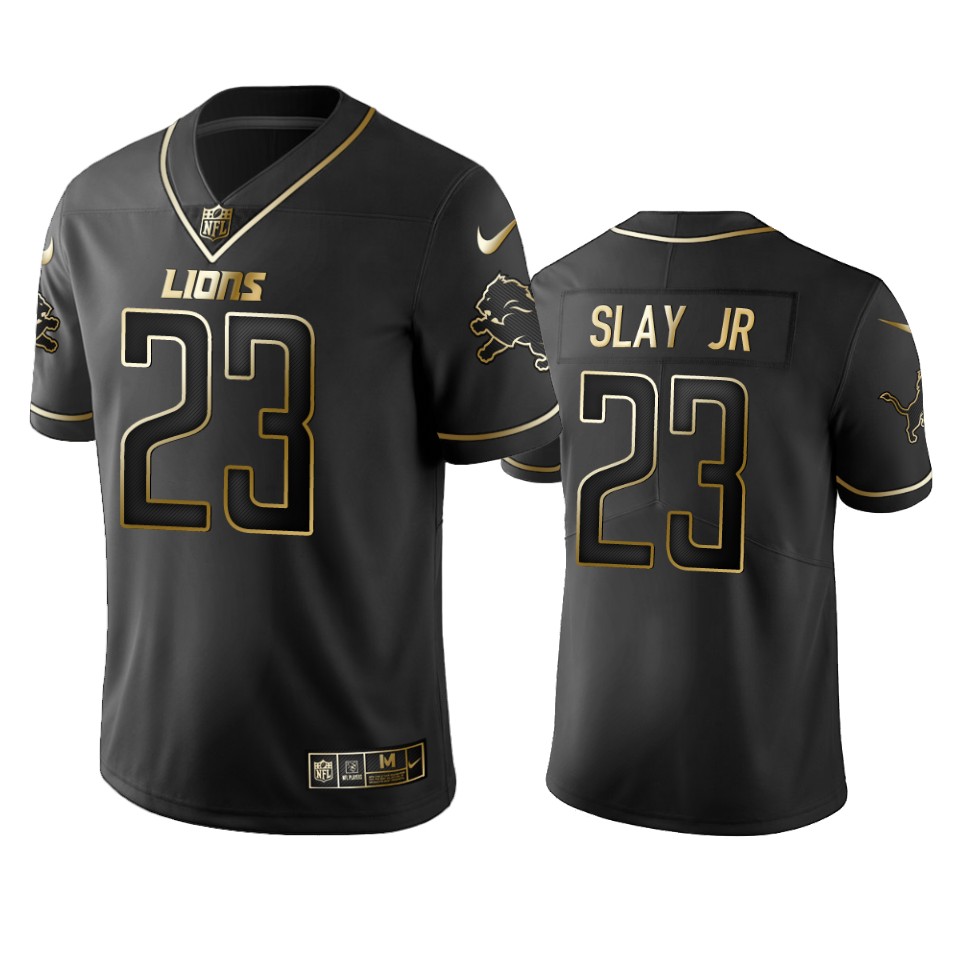 Lions #23 Darius Slay Jr Men's Stitched NFL Vapor Untouchable Limited Black Golden Jersey Lions #23 Darius Slay Jr Men's Stitched NFL Vapor Untouchable Limited Black Golden Jersey