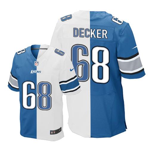 Nike Lions #68 Taylor Decker Blue/White Men's Stitched NFL Elite Split Jersey Nike Lions #68 Taylor Decker Blue/White Men's Stitched NFL Elite Split Jersey