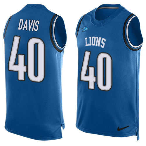 Nike Lions #40 Jarrad Davis Blue Team Color Men's Stitched NFL Limited Tank Top Jersey Nike Lions #40 Jarrad Davis Blue Team Color Men's Stitched NFL Limited Tank Top Jersey
