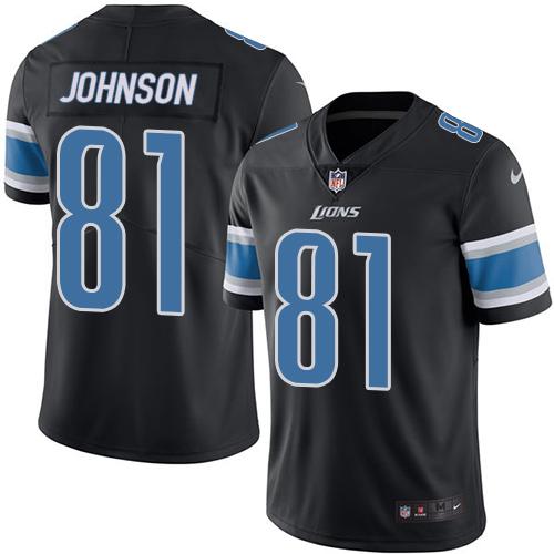 Nike Lions #81 Calvin Johnson Black Men's Stitched NFL Limited Rush Jersey Nike Lions #81 Calvin Johnson Black Men's Stitched NFL Limited Rush Jersey