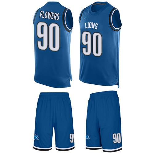 Nike Lions #90 Trey Flowers Blue Team Color Men's Stitched NFL Limited Tank Top Suit Jersey Nike Lions #90 Trey Flowers Blue Team Color Men's Stitched NFL Limited Tank Top Suit Jersey