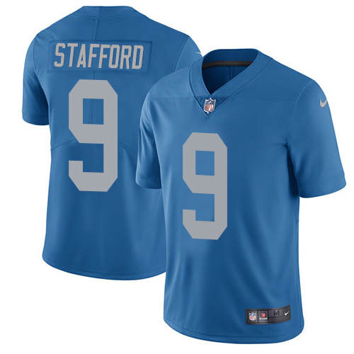 Nike Lions #9 Matthew Stafford Blue Throwback Men's Stitched NFL Vapor Untouchable Limited Jersey Nike Lions #9 Matthew Stafford Blue Throwback Men's Stitched NFL Vapor Untouchable Limited Jersey