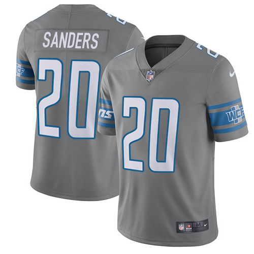 Nike Lions #20 Barry Sanders Gray Men's Stitched NFL Limited Rush Jersey Nike Lions #20 Barry Sanders Gray Men's Stitched NFL Limited Rush Jersey