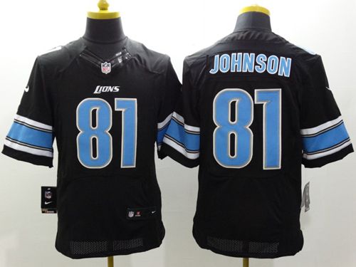 Nike Lions #81 Calvin Johnson Black Alternate Men's Stitched NFL Elite Jersey Nike Lions #81 Calvin Johnson Black Alternate Men's Stitched NFL Elite Jersey