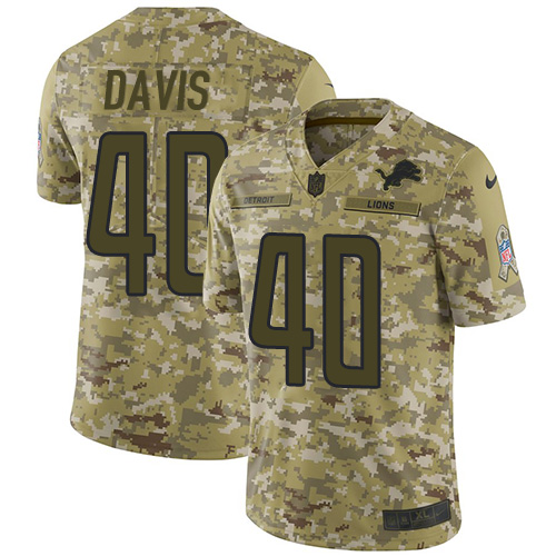 Nike Lions #40 Jarrad Davis Camo Men's Stitched NFL Limited 2018 Salute To Service Jersey Nike Lions #40 Jarrad Davis Camo Men's Stitched NFL Limited 2018 Salute To Service Jersey