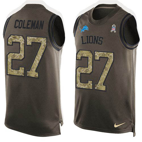Nike Lions #27 Justin Coleman Green Men's Stitched NFL Limited Salute To Service Tank Top Jersey Nike Lions #27 Justin Coleman Green Men's Stitched NFL Limited Salute To Service Tank Top Jersey