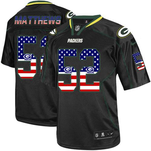 Nike Packers #52 Clay Matthews Black Men's Stitched NFL Elite USA Flag Fashion Jersey Nike Packers #52 Clay Matthews Black Men's Stitched NFL Elite USA Flag Fashion Jersey