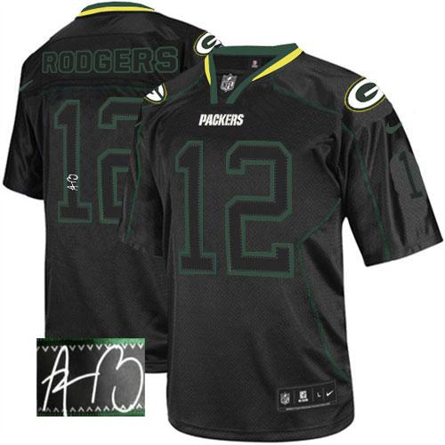 Nike Packers #12 Aaron Rodgers Lights Out Black Men's Stitched NFL Elite Autographed Jersey Nike Packers #12 Aaron Rodgers Lights Out Black Men's Stitched NFL Elite Autographed Jersey