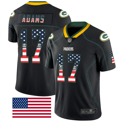 Nike Packers #17 Davante Adams Black Men's Stitched NFL Limited Rush USA Flag Jersey Nike Packers #17 Davante Adams Black Men's Stitched NFL Limited Rush USA Flag Jersey