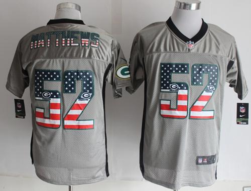 Nike Packers #52 Clay Matthews Grey Men's Stitched NFL Elite USA Flag Fashion Jersey Nike Packers #52 Clay Matthews Grey Men's Stitched NFL Elite USA Flag Fashion Jersey