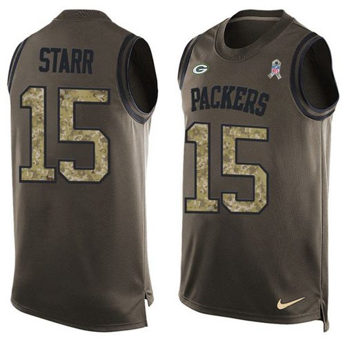 Nike Packers #15 Bart Starr Green Men's Stitched NFL Limited Salute To Service Tank Top Jersey Nike Packers #15 Bart Starr Green Men's Stitched NFL Limited Salute To Service Tank Top Jersey