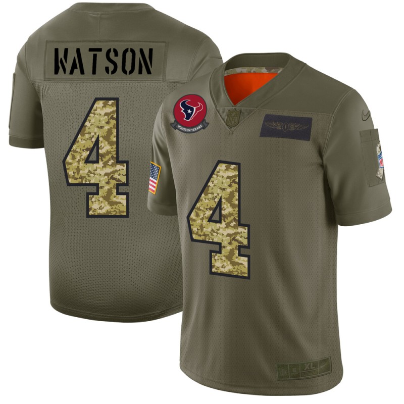 Houston Texans #4 Deshaun Watson Men's Nike 2019 Olive Camo Salute To Service Limited NFL Jersey Houston Texans #4 Deshaun Watson Men's Nike 2019 Olive Camo Salute To Service Limited NFL Jersey