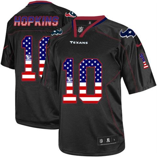 Nike Texans #10 DeAndre Hopkins Black Men's Stitched NFL Elite USA Flag Fashion Jersey Nike Texans #10 DeAndre Hopkins Black Men's Stitched NFL Elite USA Flag Fashion Jersey