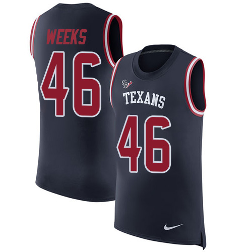 Nike Texans #46 Jon Weeks Navy Blue Team Color Men's Stitched NFL Limited Rush Tank Top Jersey Nike Texans #46 Jon Weeks Navy Blue Team Color Men's Stitched NFL Limited Rush Tank Top Jersey