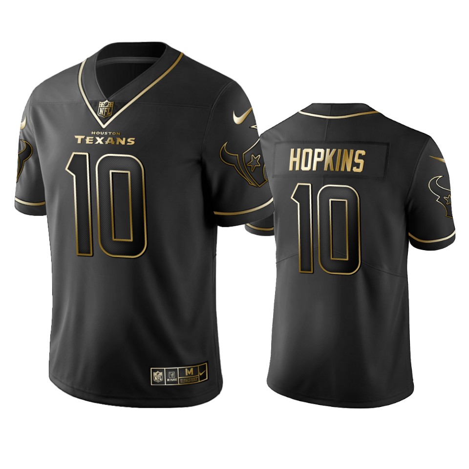 Texans #10 Deandre Hopkins Men's Stitched NFL Vapor Untouchable Limited Black Golden Jersey Texans #10 Deandre Hopkins Men's Stitched NFL Vapor Untouchable Limited Black Golden Jersey