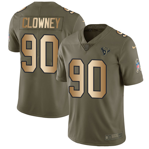 Nike Texans #90 Jadeveon Clowney Olive/Gold Men's Stitched NFL Limited 2017 Salute To Service Jersey Nike Texans #90 Jadeveon Clowney Olive/Gold Men's Stitched NFL Limited 2017 Salute To Service Jersey