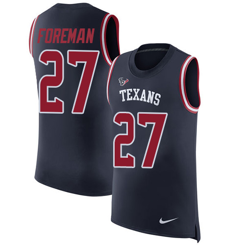 Nike Texans #27 D'Onta Foreman Navy Blue Team Color Men's Stitched NFL Limited Rush Tank Top Jersey Nike Texans #27 D'Onta Foreman Navy Blue Team Color Men's Stitched NFL Limited Rush Tank Top Jersey