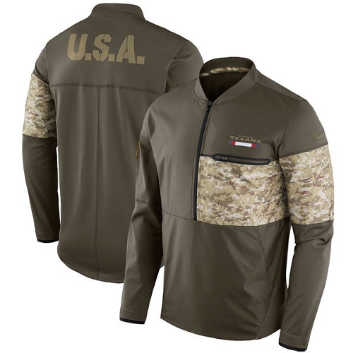 Men's Houston Texans Nike Olive Salute to Service Sideline Hybrid Half-Zip Pullover Jacket Men's Houston Texans Nike Olive Salute to Service Sideline Hybrid Half-Zip Pullover Jacket