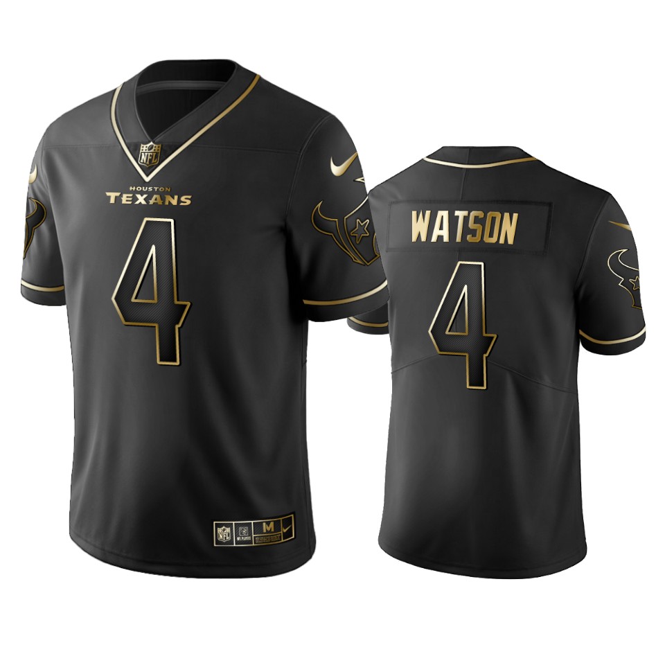 Texans #4 Deshaun Watson Men's Stitched NFL Vapor Untouchable Limited Black Golden Jersey Texans #4 Deshaun Watson Men's Stitched NFL Vapor Untouchable Limited Black Golden Jersey