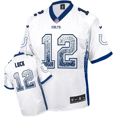 Nike Colts #12 Andrew Luck White Men's Stitched NFL Elite Drift Fashion Jersey Nike Colts #12 Andrew Luck White Men's Stitched NFL Elite Drift Fashion Jersey