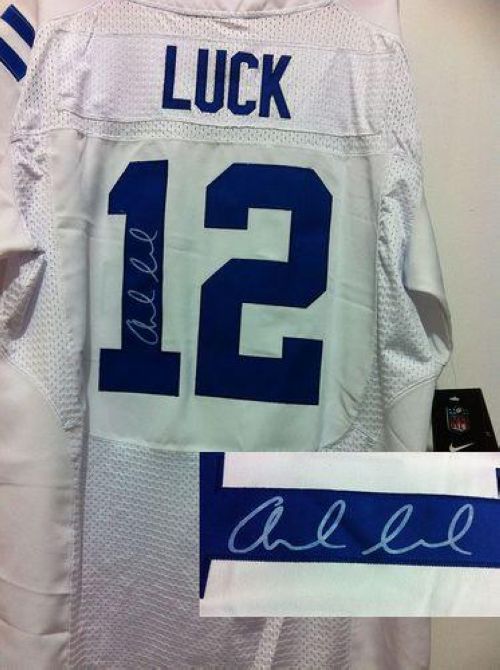 Nike Colts #12 Andrew Luck White Men's Stitched NFL Elite Autographed Jersey Nike Colts #12 Andrew Luck White Men's Stitched NFL Elite Autographed Jersey