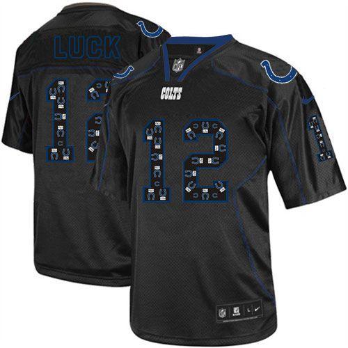 Nike Colts #12 Andrew Luck New Lights Out Black Men's Stitched NFL Elite Jersey Nike Colts #12 Andrew Luck New Lights Out Black Men's Stitched NFL Elite Jersey