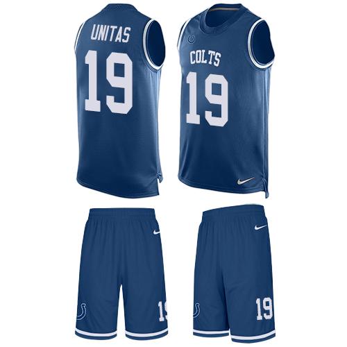 Nike Colts #19 Johnny Unitas Royal Blue Team Color Men's Stitched NFL Limited Tank Top Suit Jersey Nike Colts #19 Johnny Unitas Royal Blue Team Color Men's Stitched NFL Limited Tank Top Suit Jersey