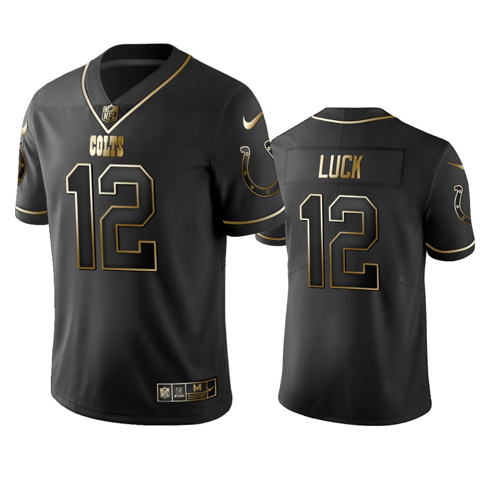 Colts #12 Andrew Luck Men's Stitched NFL Vapor Untouchable Limited Black Golden Jersey Colts #12 Andrew Luck Men's Stitched NFL Vapor Untouchable Limited Black Golden Jersey